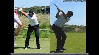 Jon Rahm golf swing  Long Iron faceon amp downtheline July 2017 [upl. by Ahsilram]