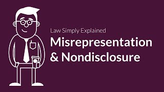 Misrepresentation and Nondisclosure  Contracts  Defenses amp Excuses [upl. by Nesnej]