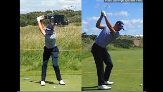 Justin Thomas golf swing  Long Iron faceon amp downtheline July 2017 [upl. by Moria]