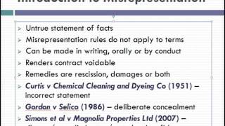 Misrepresentation Lecture 1 of 4 [upl. by Ashti]